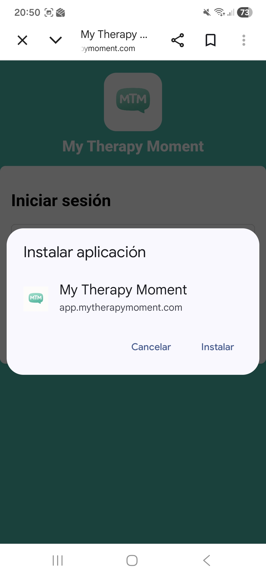 Pantalla de acceso e instalación de MTM