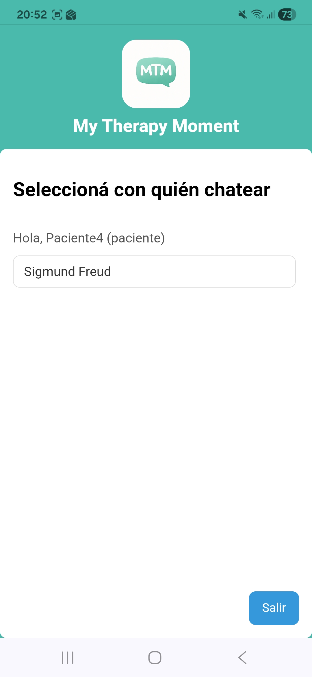 Pantalla de contactos en MTM